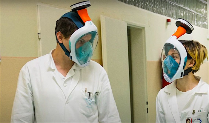 Corona verplegers voelen zich sportduikers met aangepaste maskers